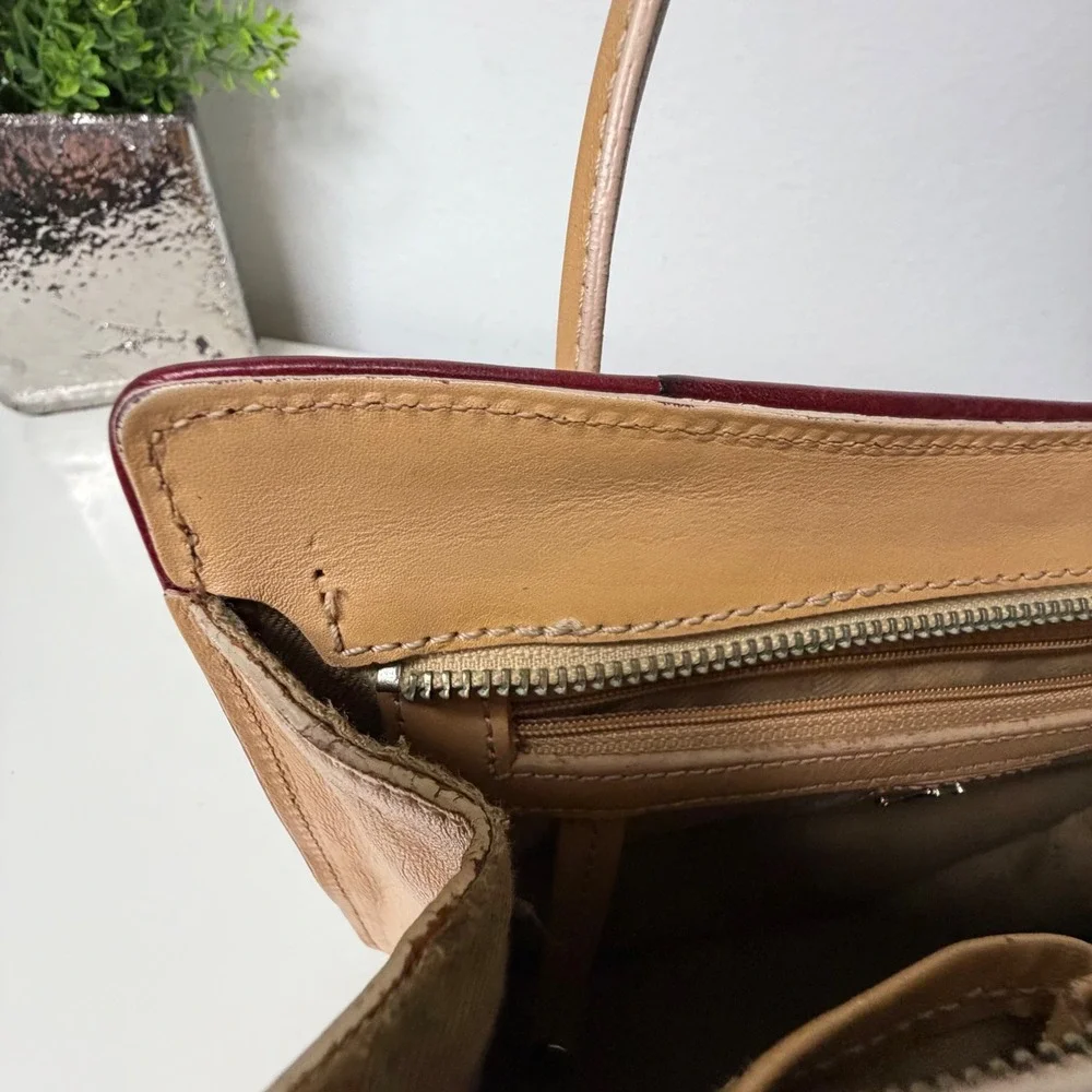 Monsac Leather Handbag Womens Tan Structured Minimalist Office Siren Small